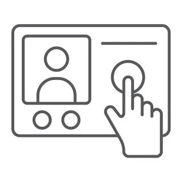 Intercom telephone thin line icon, communication and electronic, phone sign Stock Illustration