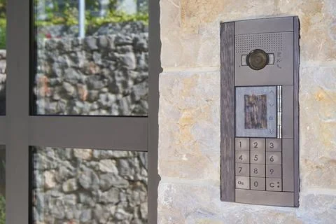 Intercom with video surveillance and combination lock Stock Photos