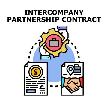 Intercompany partnership contract concept cooperating business agreement Stock Illustration