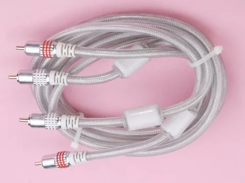 Interconnect Cable on Pink Background 스톡 사진