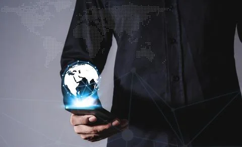 Interconnect, Interconnected Concept, Financial and banking, Businessman us.. Stock Photos