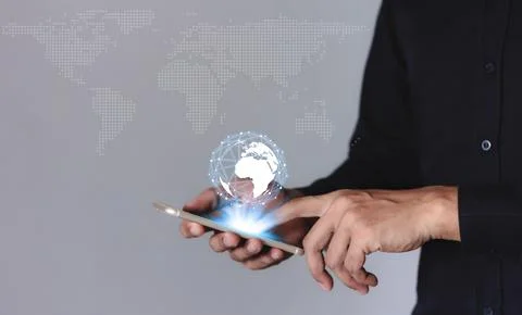 Interconnect, Interconnected Concept, Financial and banking, Businessman us.. Stock Photos