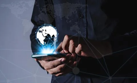Interconnect, Interconnected Concept, Financial and banking, Businessman us.. Stock Photos