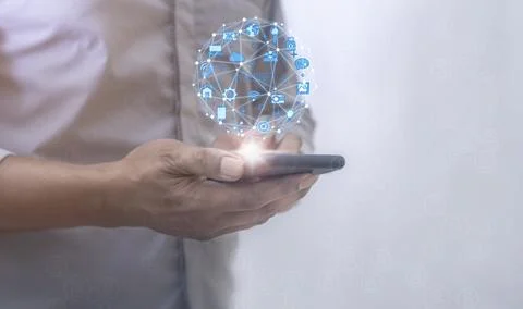 Interconnect, Interconnected Concept; People connect via wireless internet .. Stock-Fotos