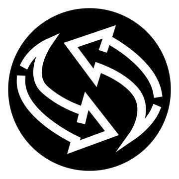 Interconnected arrows forming a dynamic cycle in circle Stock Illustration