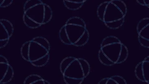 Interconnected blue and black circles in circular pattern Stockbeeldmateriaal 322042591