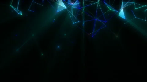 Interconnected blue shapes rotate at the top of the black screen. Seamless loop. Stock Footage 122599748