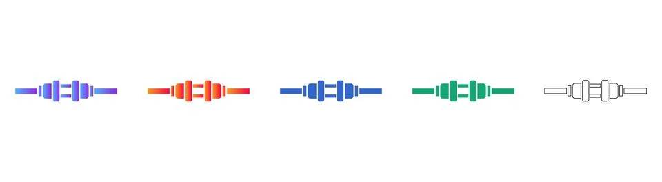 Interconnected Cable or Pipe Coupler Illustration Set Stock Illustration