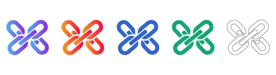 Interconnected Chain Links Network Icons Stock Illustration