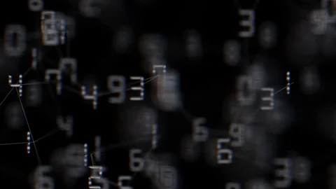 Interconnected changing numbers fly in space. Business background.seamless loop. Stock Footage 81403189
