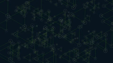 Interconnected circle and line network visualizing a complex system Vídeo Stock 300759140