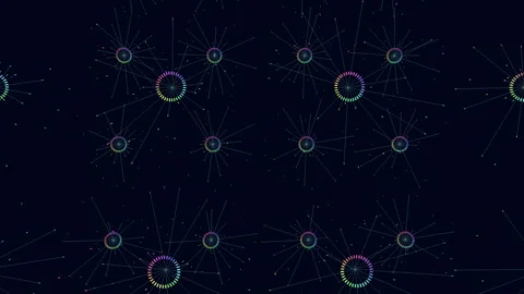 Interconnected circle network with data transmission Vídeo Stock 278065966