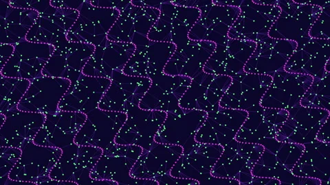 Interconnected circles and dots pattern in green and purple Stockbeeldmateriaal 315086047