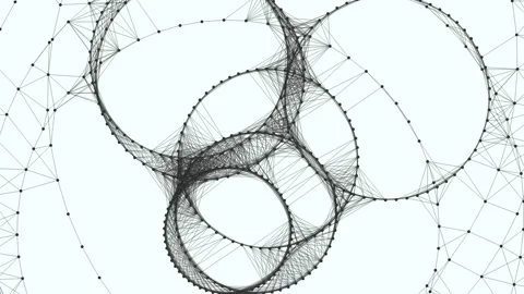Interconnected circles forming a network pattern visualizing connections in a Stock Footage 255974332