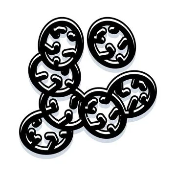 Interconnected circular elements creating abstract chain pattern Illustrazione stock