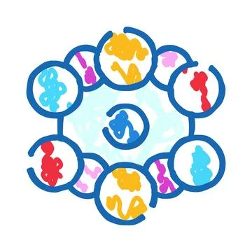 Interconnected circular shapes creating a complex network structure Stock Illustration