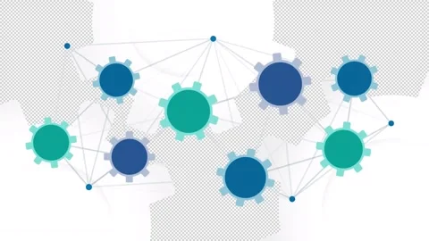 Interconnected cogwheels animated background template Stock Footage 331841898