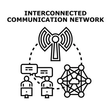 Interconnected communication network global digital technology Stock Illustration