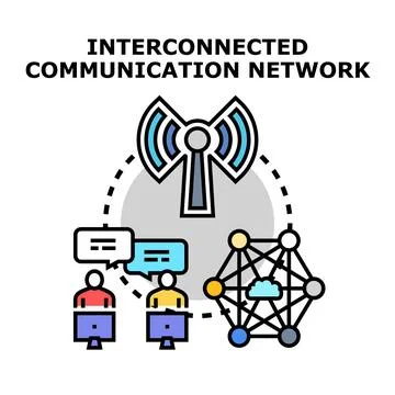 Interconnected communication network global digital technology Stock Illustration