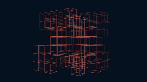 Interconnected cubes in a grid pattern with 3d appearance Video stock 281906966