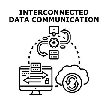 Interconnected data communication network and analytics concept 스톡 일러스트