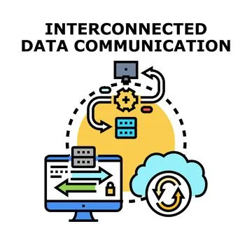Interconnected data communication network and analytics concept Stock Illustration