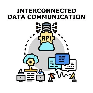 Interconnected data communication system for global network integration Stock Illustration