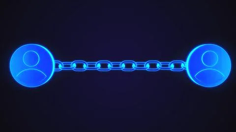 Interconnected data depicting a cryptocurrency blockchain on a dark backgroun Stockillustratie