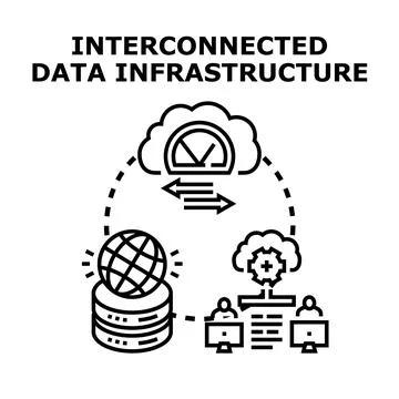 Interconnected data infrastructure network computing services Stock Illustration