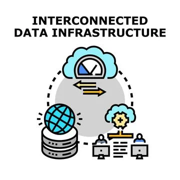 Interconnected data infrastructure network computing services イラスト素材