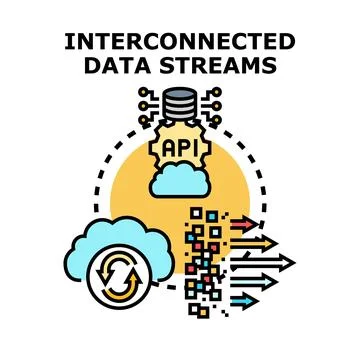 Interconnected data streams processing api information イラスト素材