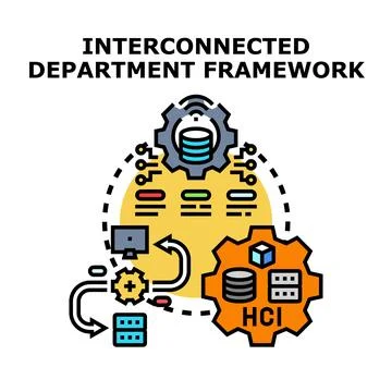 Interconnected department framework and system concept Stock Illustration