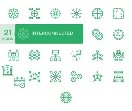 Interconnected Digital Vector Pack containing 25 Pixel Aligned Regular Line.. Stock Illustration
