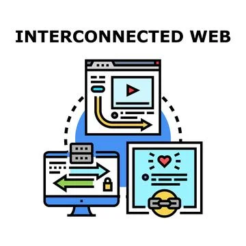 Interconnected digital web global network concept 스톡 일러스트