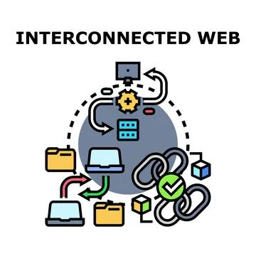 Interconnected digital web network system concept Stock Illustration