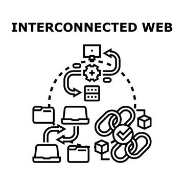 Interconnected digital web network system concept Stock Illustration