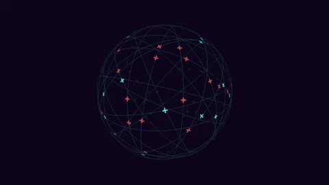 Interconnected dots and lines forming a circular network pattern Stock Footage 315081646