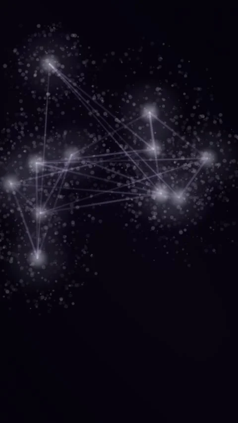 Interconnected dots and lines weave through a dark abstract field Stock Footage 331493956