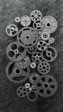Interconnected gear cog Stock Illustration