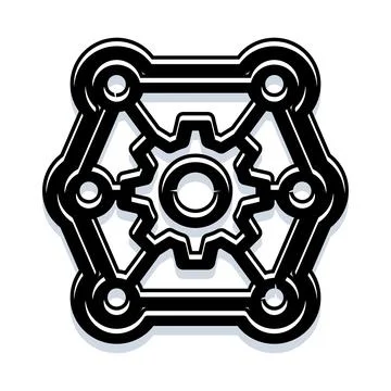 Interconnected gear system creating a network concept Stock Illustration