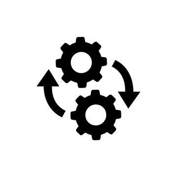 Interconnected Gears Cyclic Process Workflow Icon イラスト素材