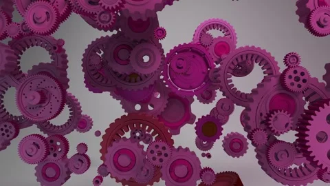 Interconnected gears shaped as a human brain with moving camera between cog.. Stock Footage 326425175