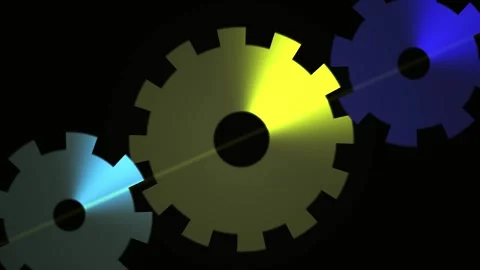Interconnected gearwheels in motion smoothly. Stock Footage 335113219