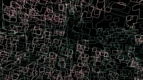 Interconnected Geometric Shapes Animation Glitch Geometric Rotation Outlines-01 Stock Footage 313706759