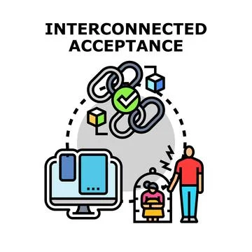 Interconnected global acceptance and digital human connection イラスト素材