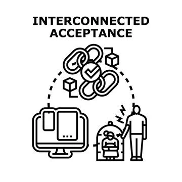 Interconnected global acceptance and digital human connection Stock Illustration