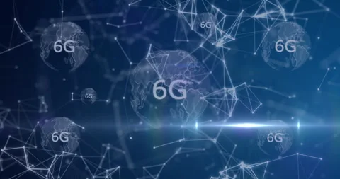 Interconnected globes and network lines illustrating 6G technology concept Stock Footage 305900893