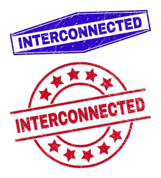INTERCONNECTED Grunged Watermarks in Round and Hexagonal Forms Stock Illustration