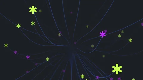 Interconnected lines and dots form a colorful star or flower pattern Stock Footage 263539973