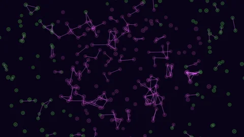 Interconnected lines and dots form intricate network on black background Vídeos de archivo 267055337